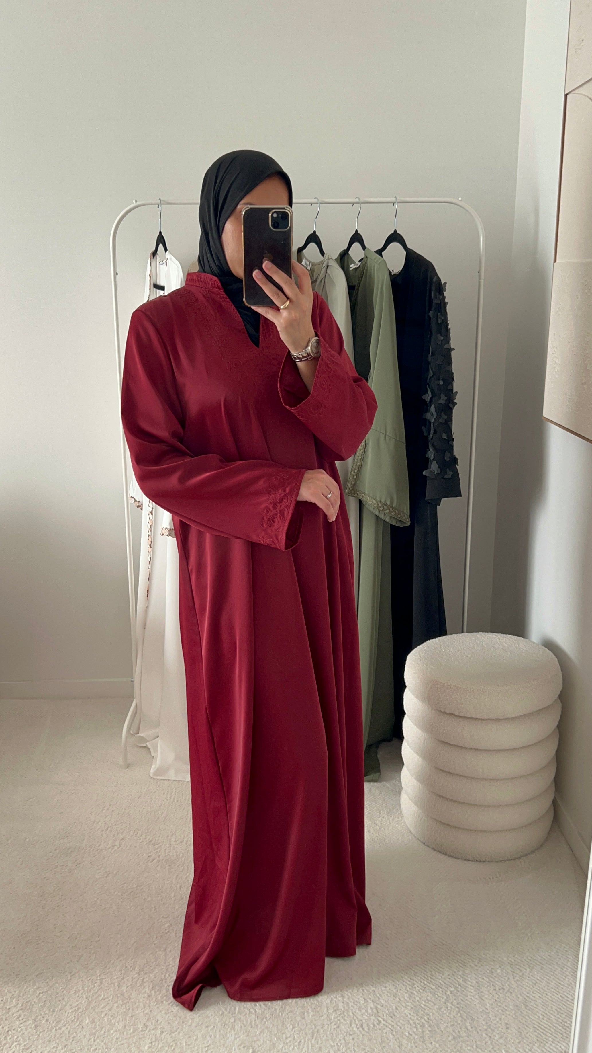 Gandoura bordeaux brodée