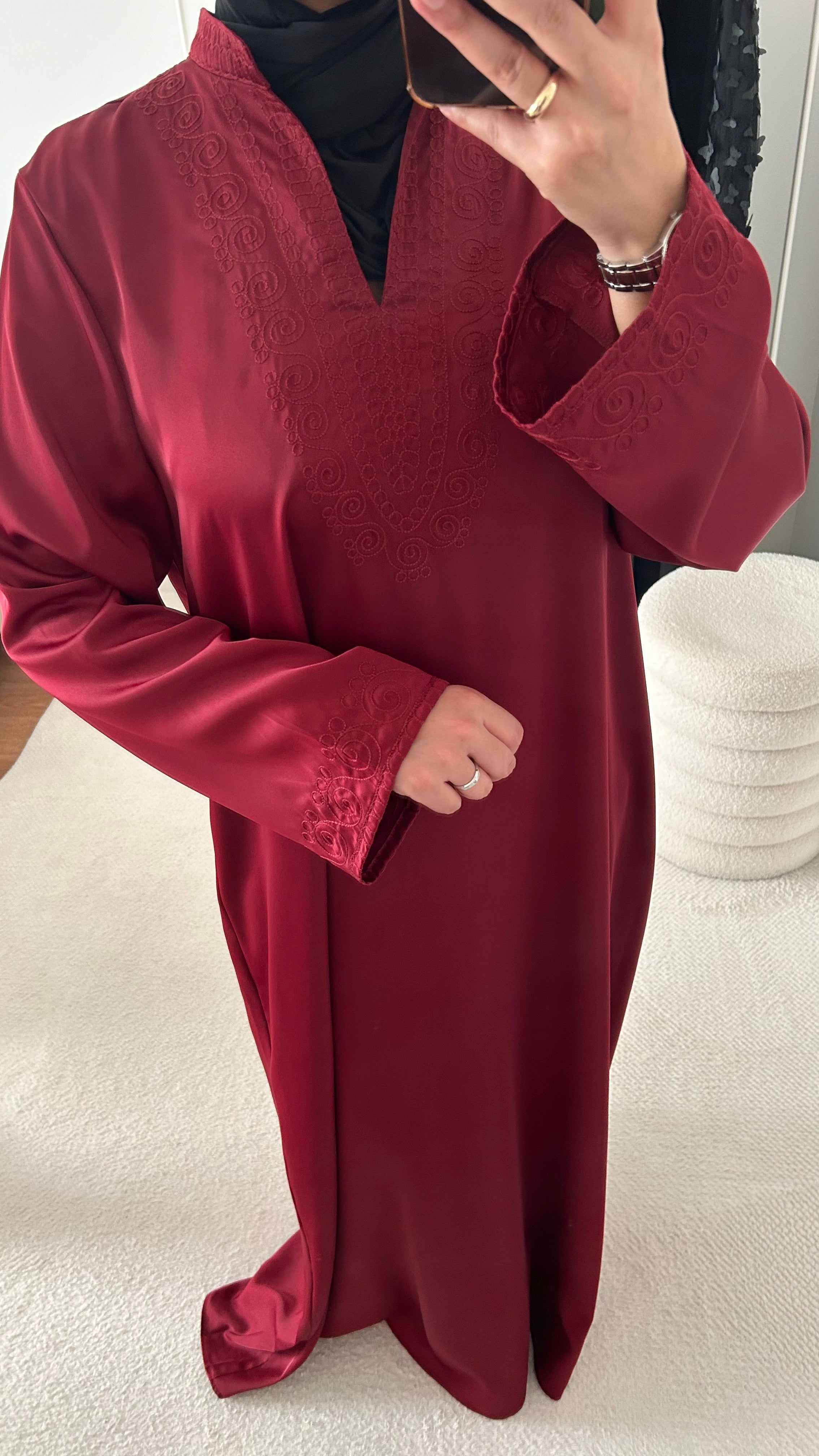 Gandoura bordeaux brodée