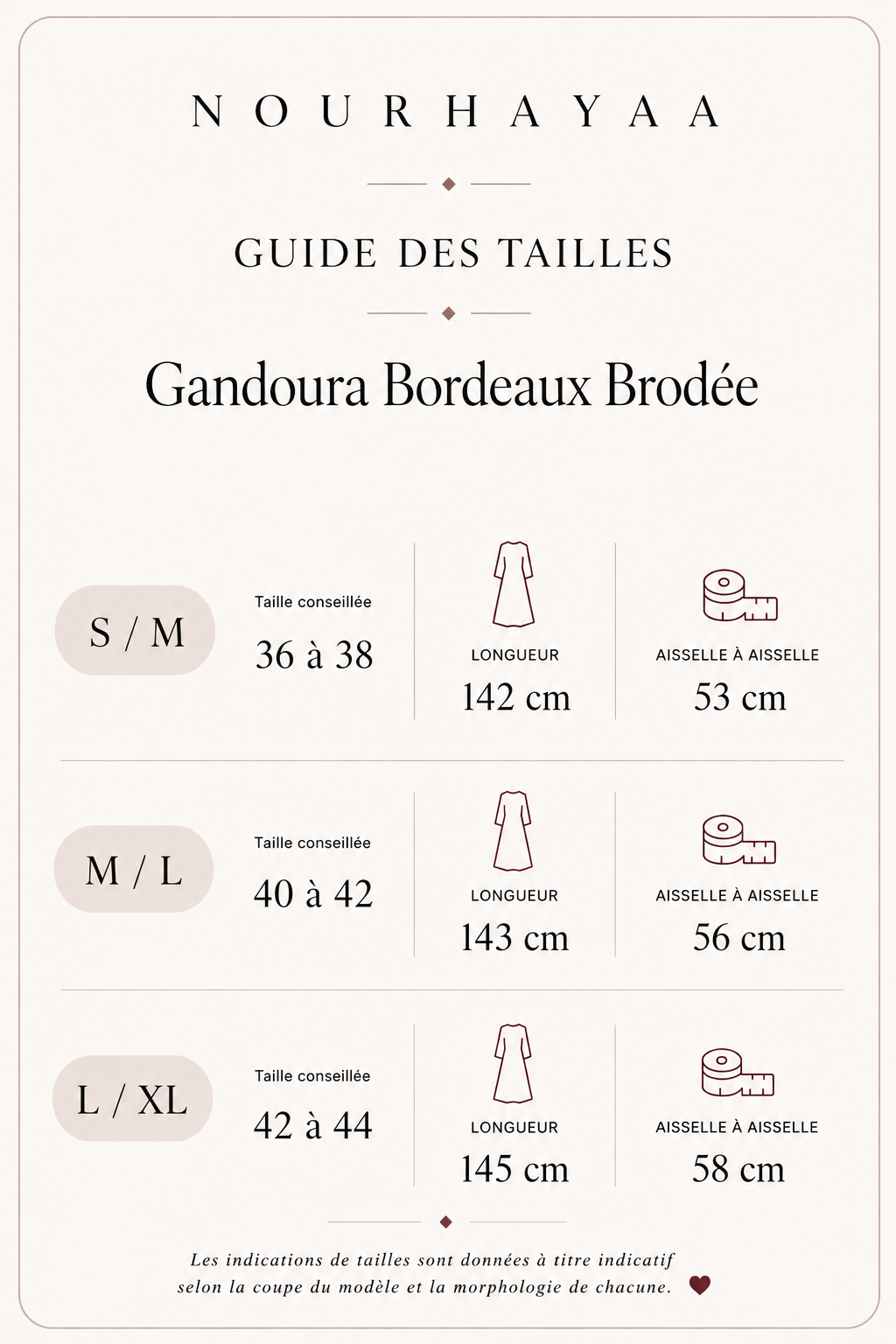Gandoura bordeaux brodée
