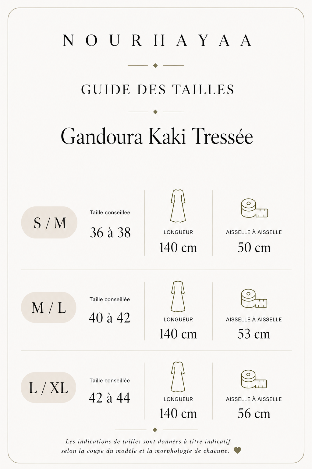 Gandoura Kaki Tressée